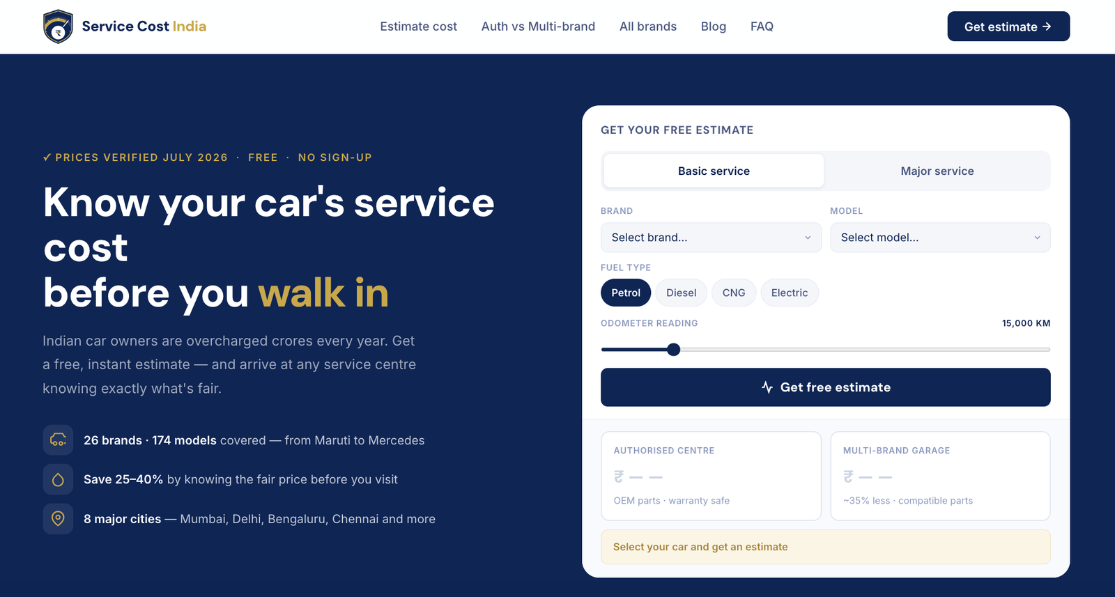 ServiceCost.in — a Tronologic project