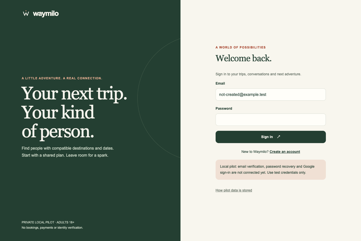 Waymilo product interface screenshot